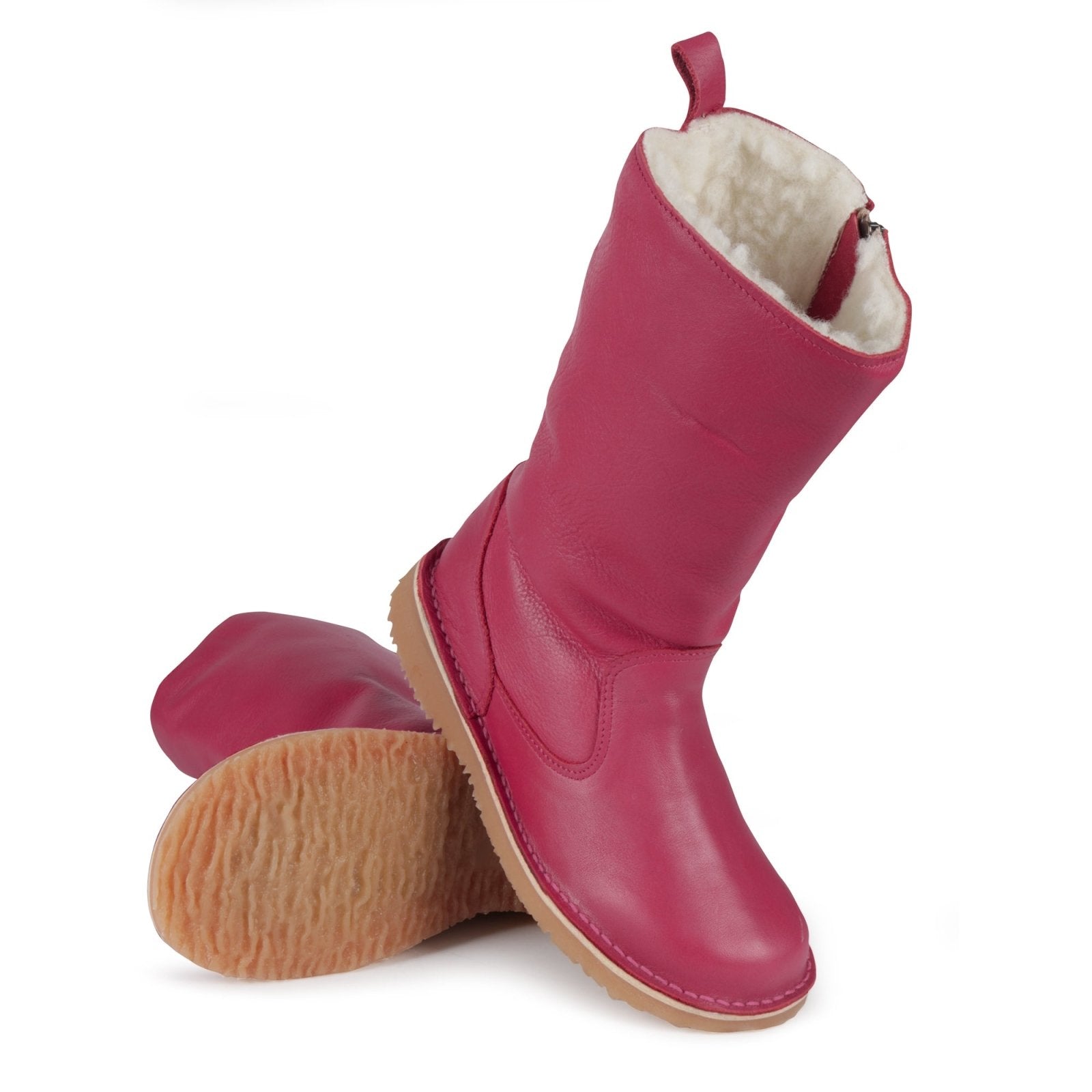 Eskimo 100% Wool - Lined Ladies Premium Leather Boot - Onspan Cerise - Freestyle SA Proudly local leather boots veldskoens vellies leather shoes suede veldskoens