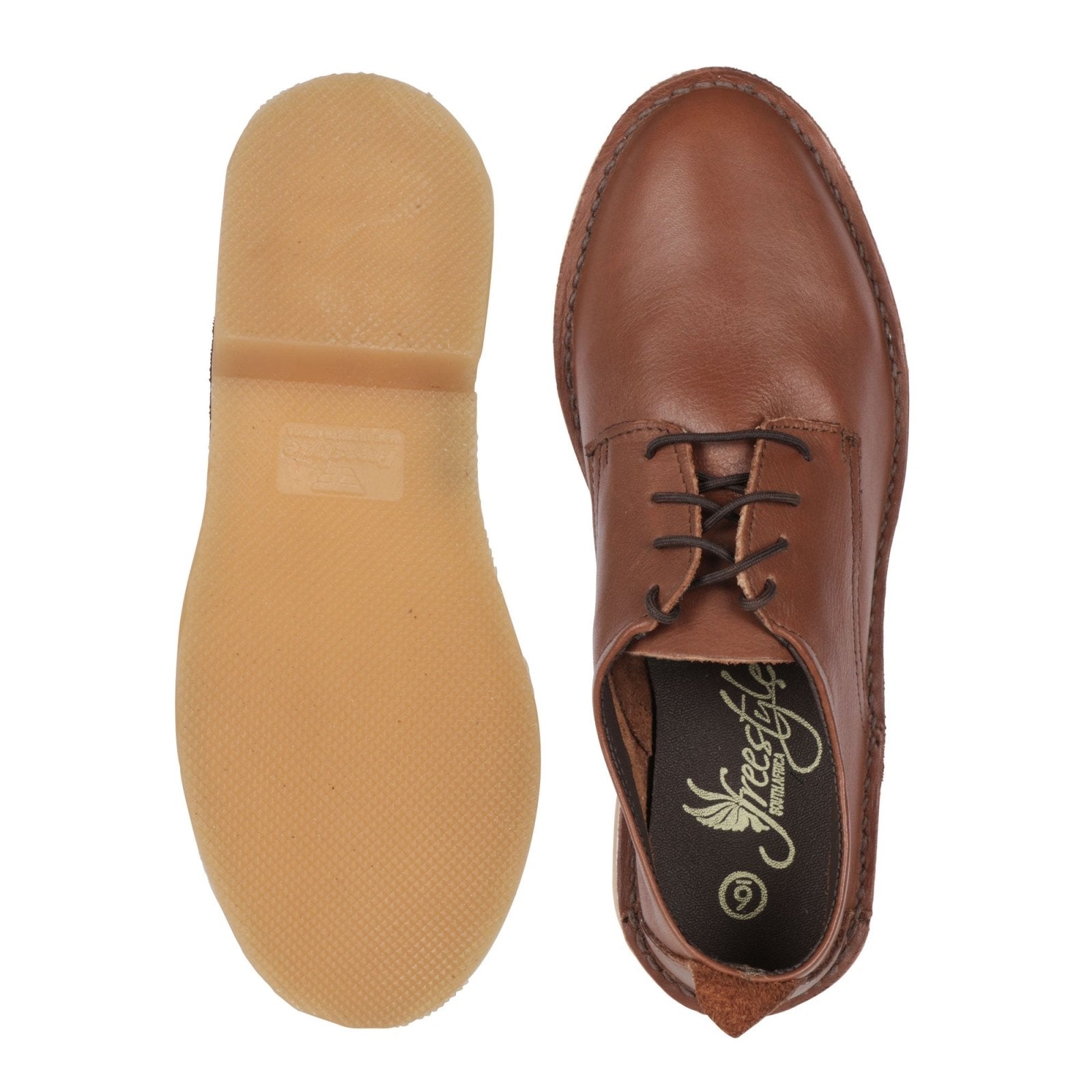 Mariela Fine Leather Ladies Super Comfy Lace Up - Onspan Brown - Freestyle SA Proudly local leather boots veldskoens vellies leather shoes suede veldskoens