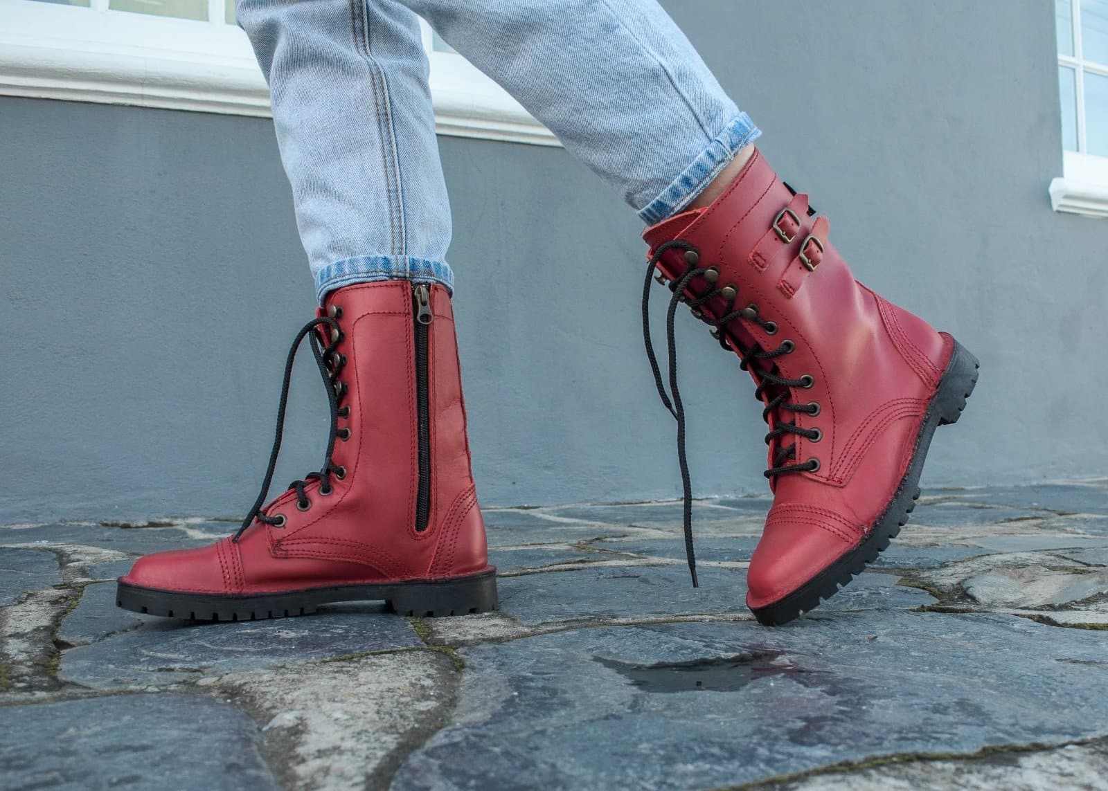 Red lace combat on sale boots