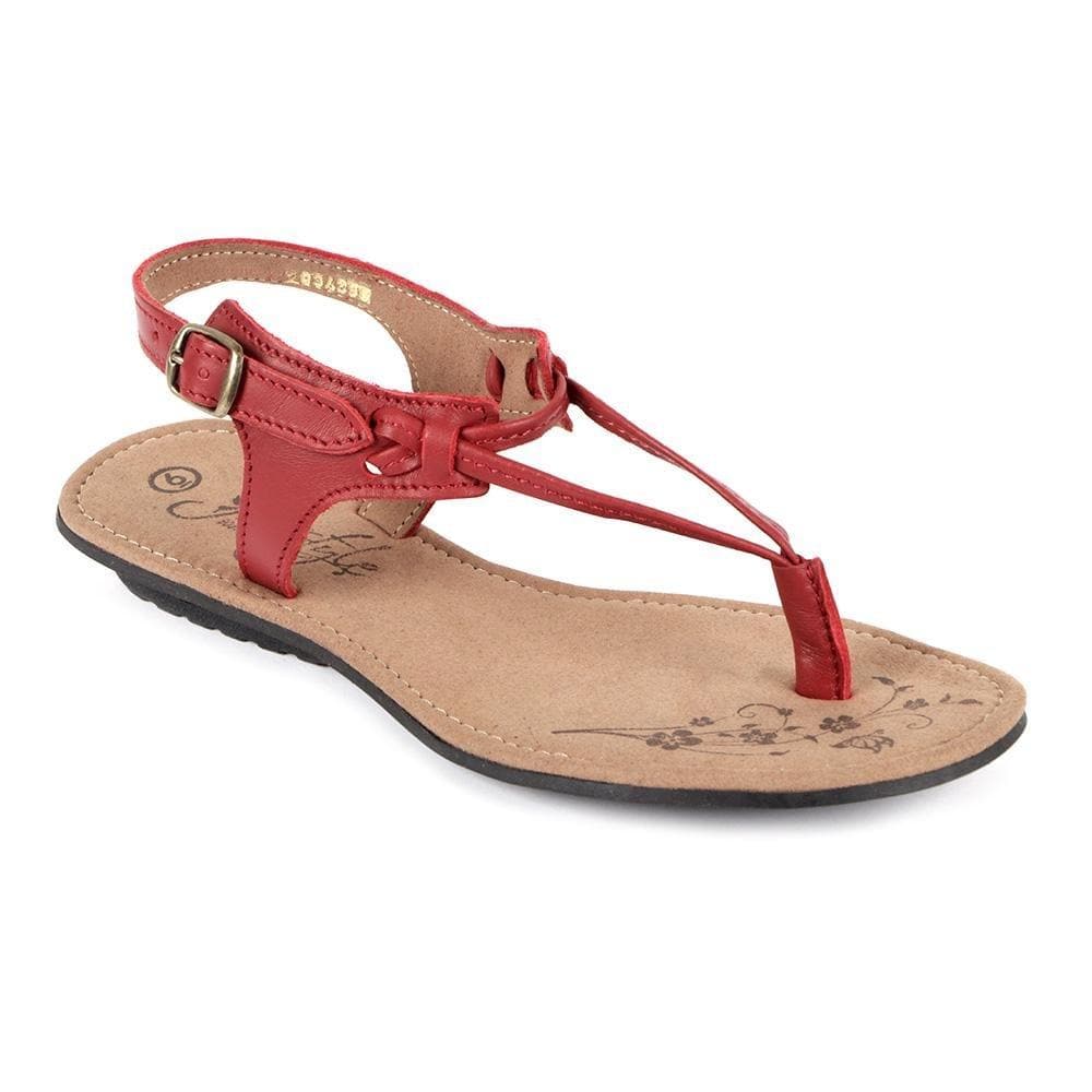 Red leather best sale sandals womens