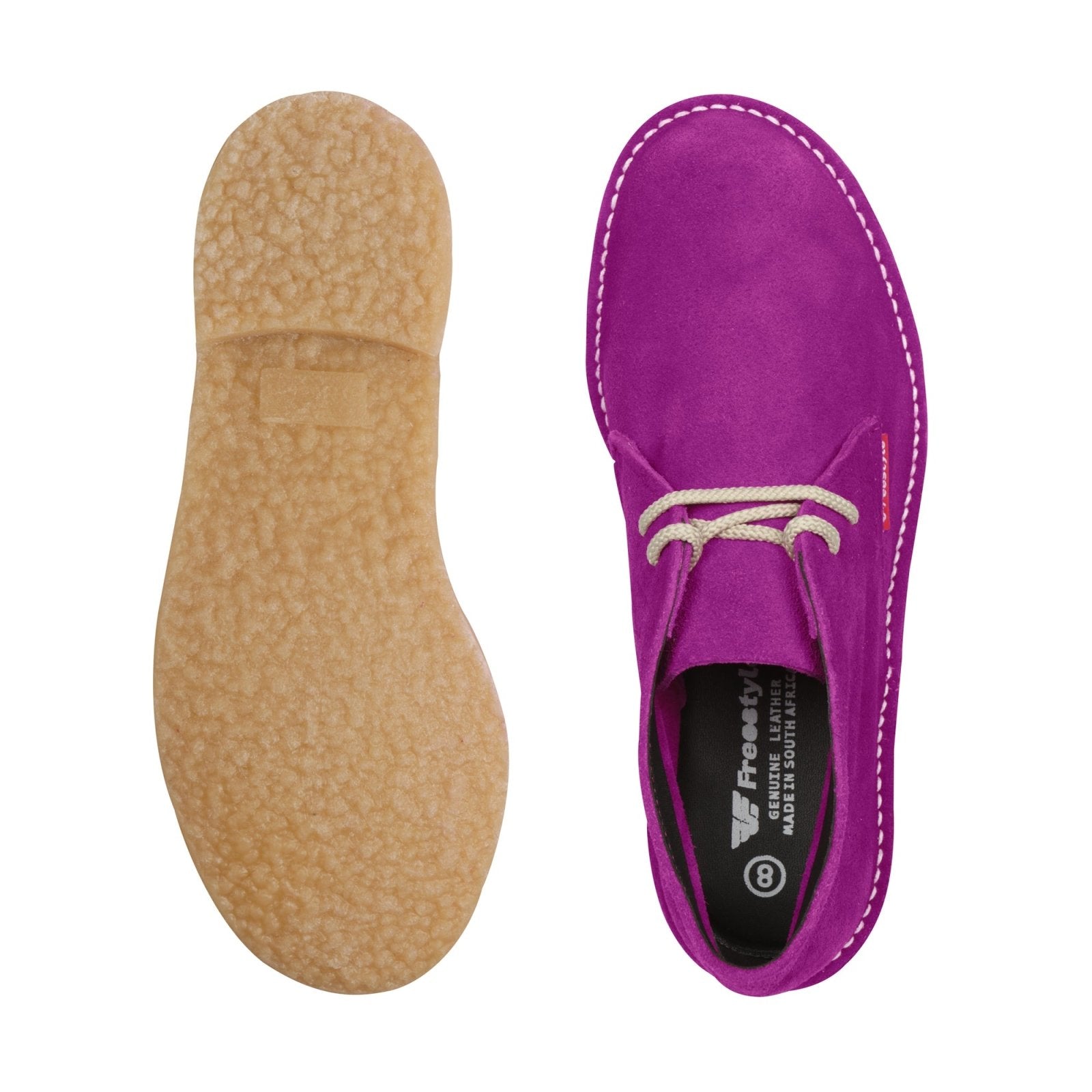 Hunter Vellie Unisex Premium Suede Veldskoen - Fuschia - Freestyle SA Proudly local leather boots veldskoens vellies leather shoes suede veldskoens